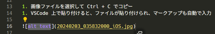 VScodeに貼り付けた際のイメージ